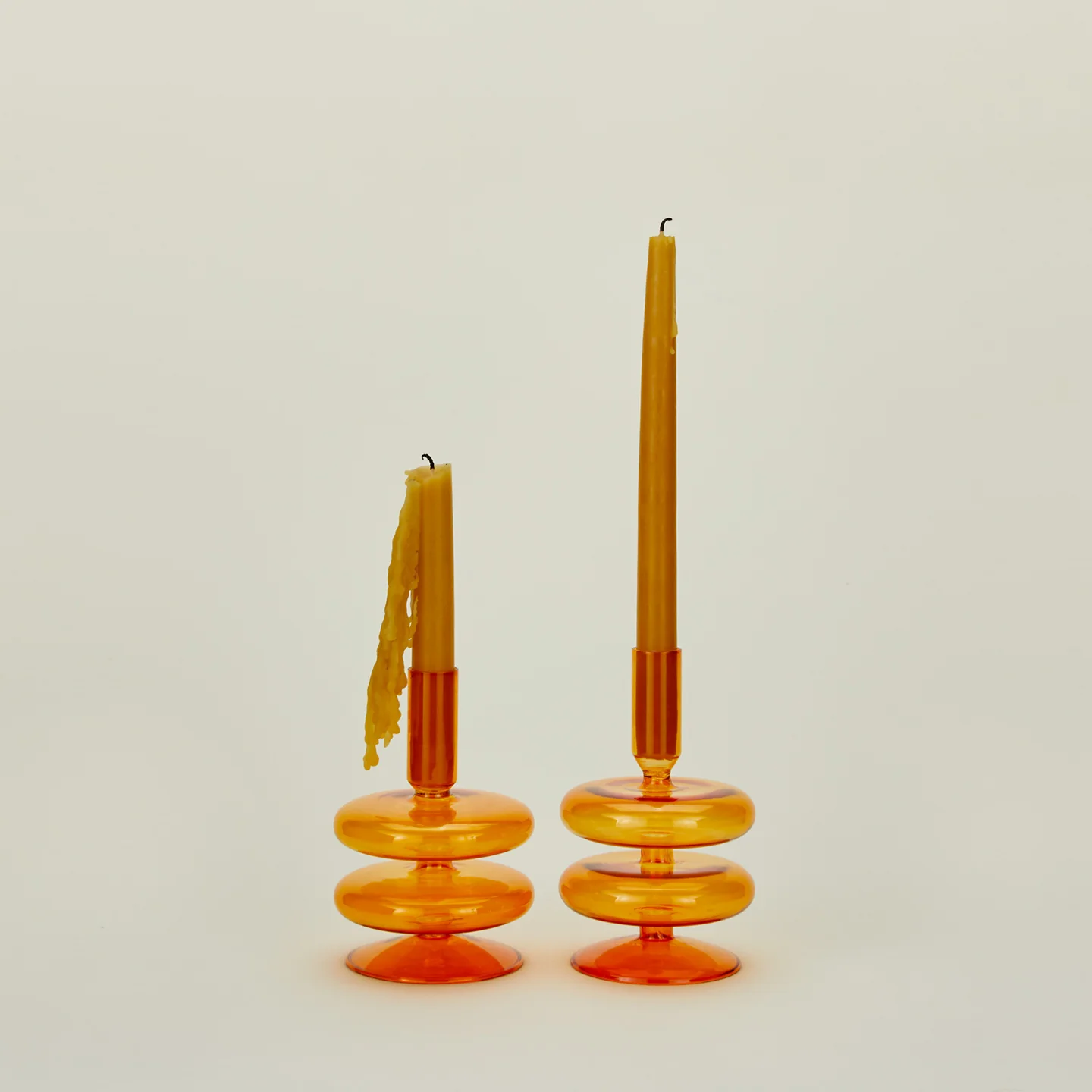 Disk Candle Holder, Set of 2 - Orange