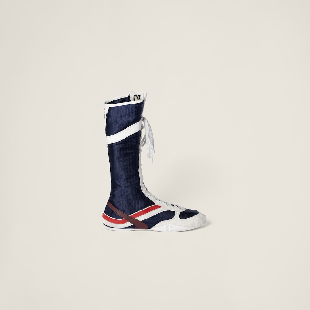 Gymnasium technical fabric and suede boxeur boots