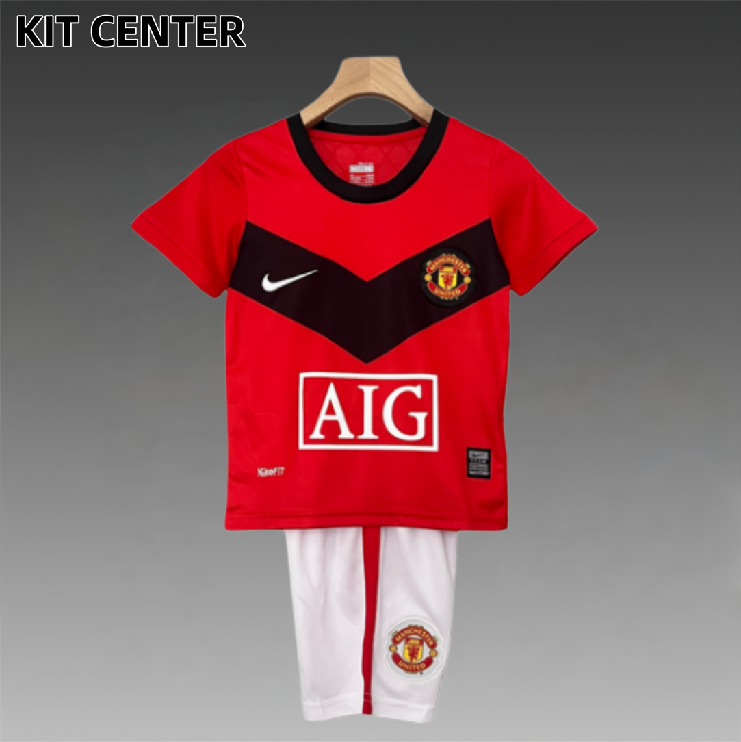 09/10 Manchester United home ground Retro Football Soccer Kids Kit