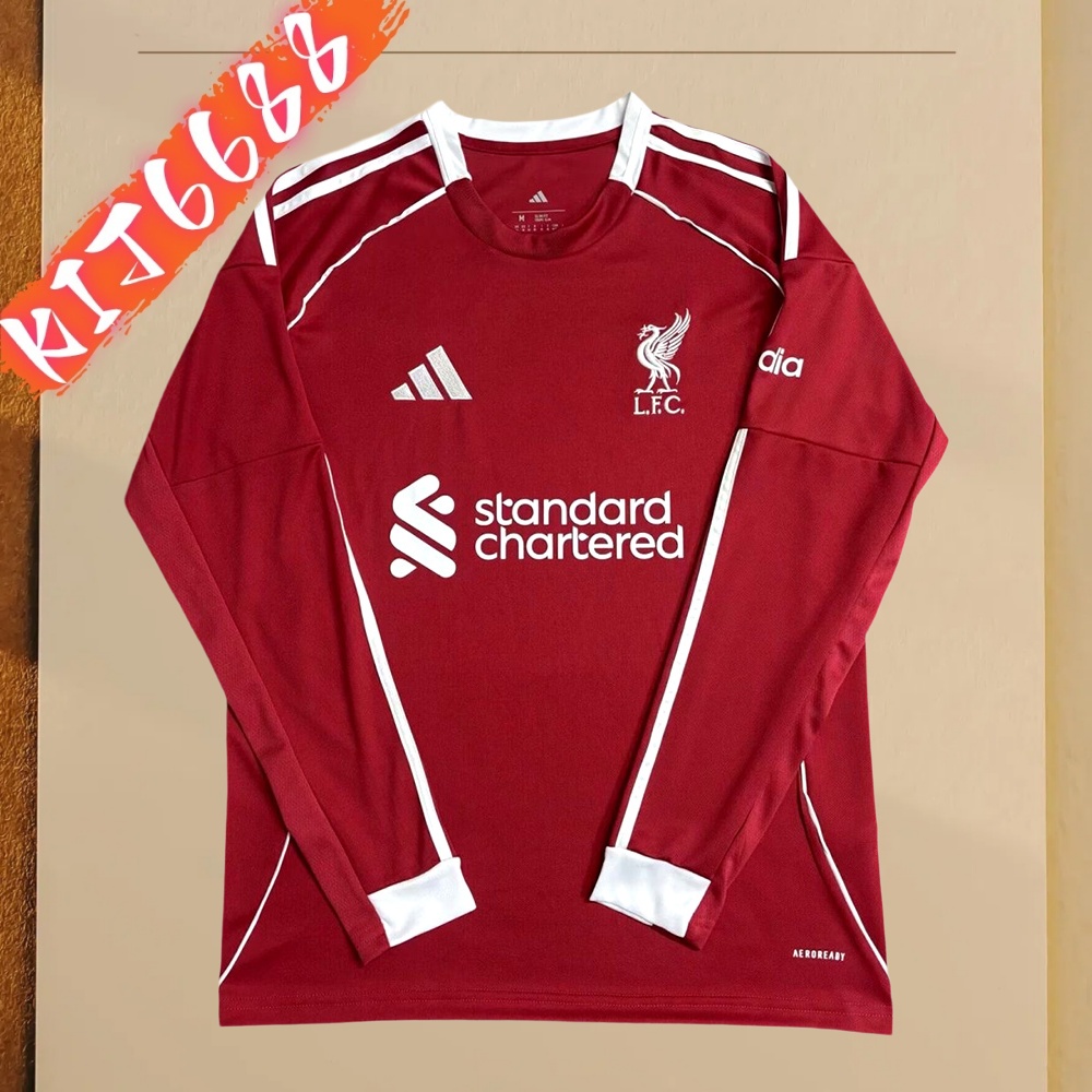 2025/2026 Liverpool FC Home Long Sleeve Football Shirt (Fans)