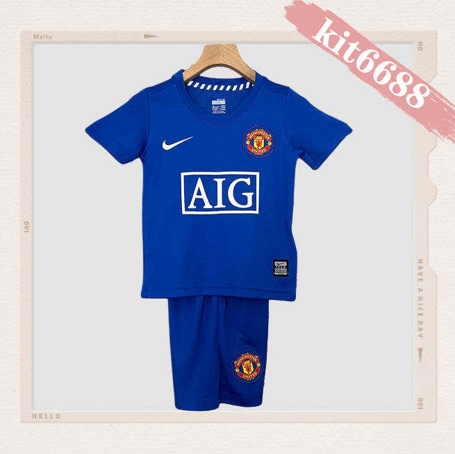 08/09 Manchester United Third Away ground Retro Football Soccer Kids Kit