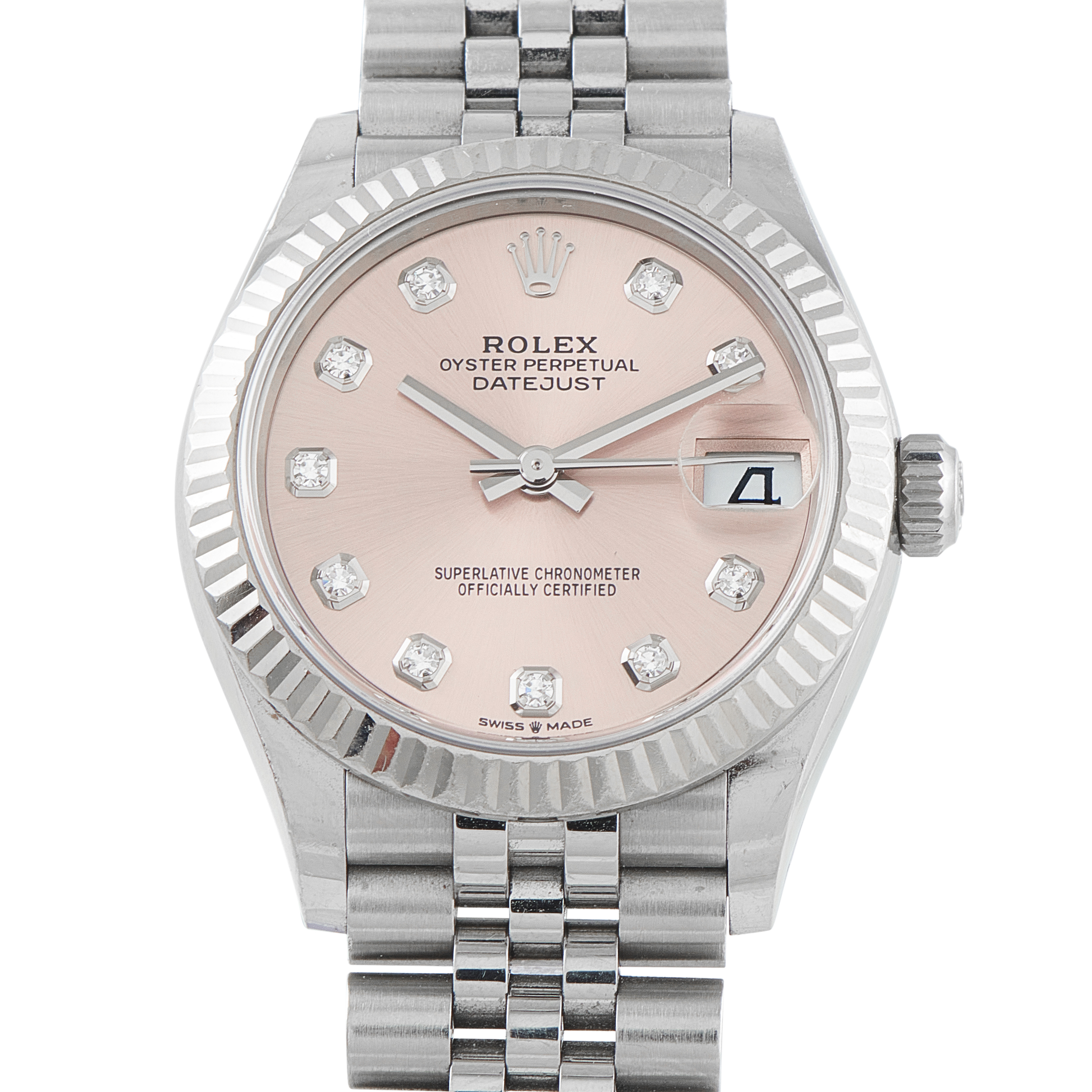 RolexDatejust 31 Diamond-Set Pink Dial Steel Jubilee Watch M 278274