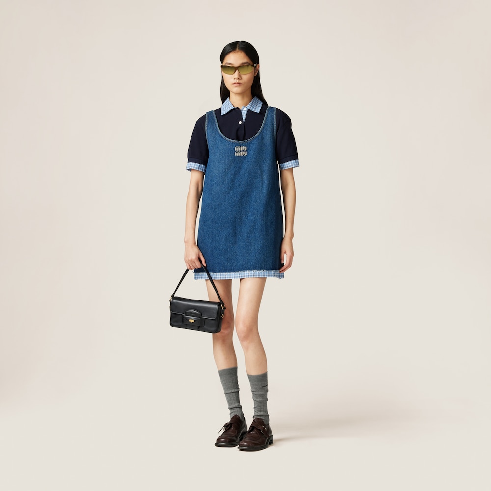 Washed denim mini-dress