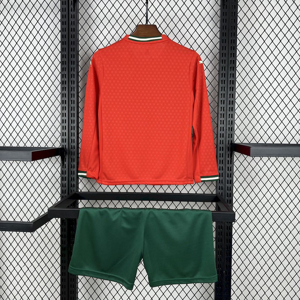 2025/2026 Portugal Home Kids Long Sleeve Football Shirt (Kids Kit socks)