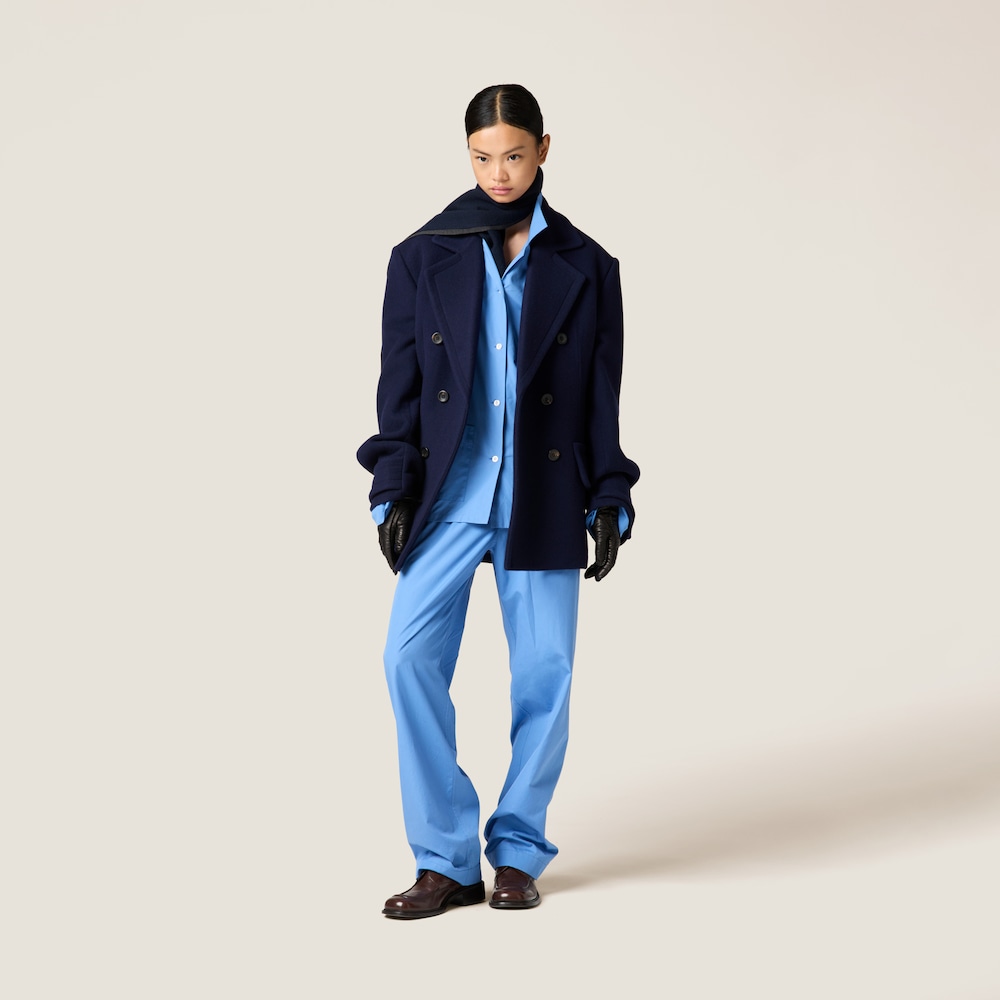 Double-breasted double wool coat