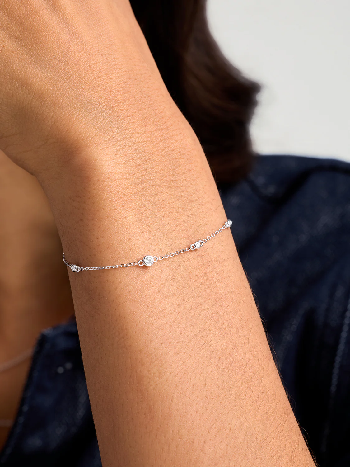 Silver Sapphire Station Bracelet