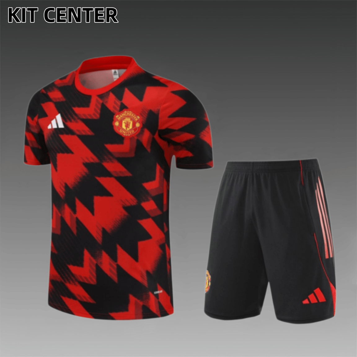 25/26 Manchester United Red and Black [Camouflage Style] Short Sleeve Training Wear ( Adult kit Kids )