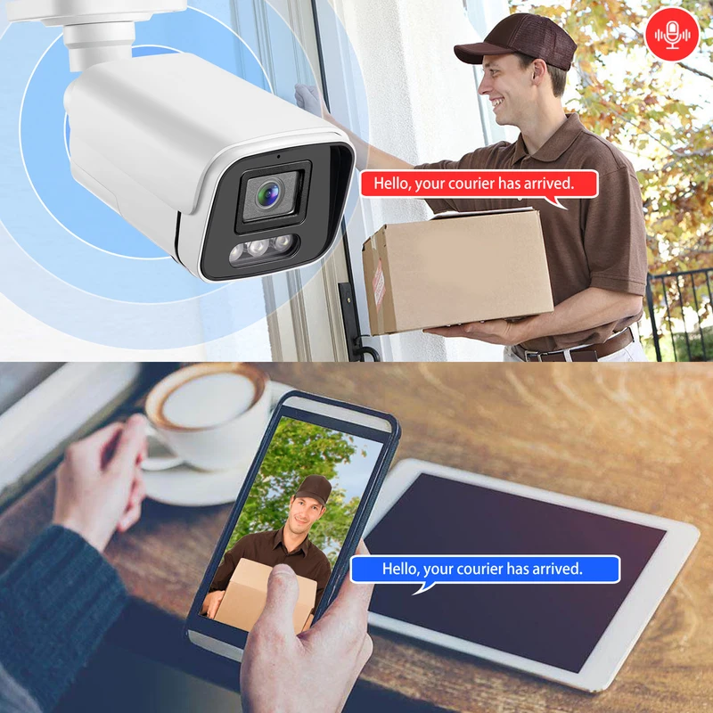 Gadinan H.265 4K Security POE IP Camera Face Human Detection Outdoor Audio 8MP 5MP Video Surveillance AI for CCTV NVR System