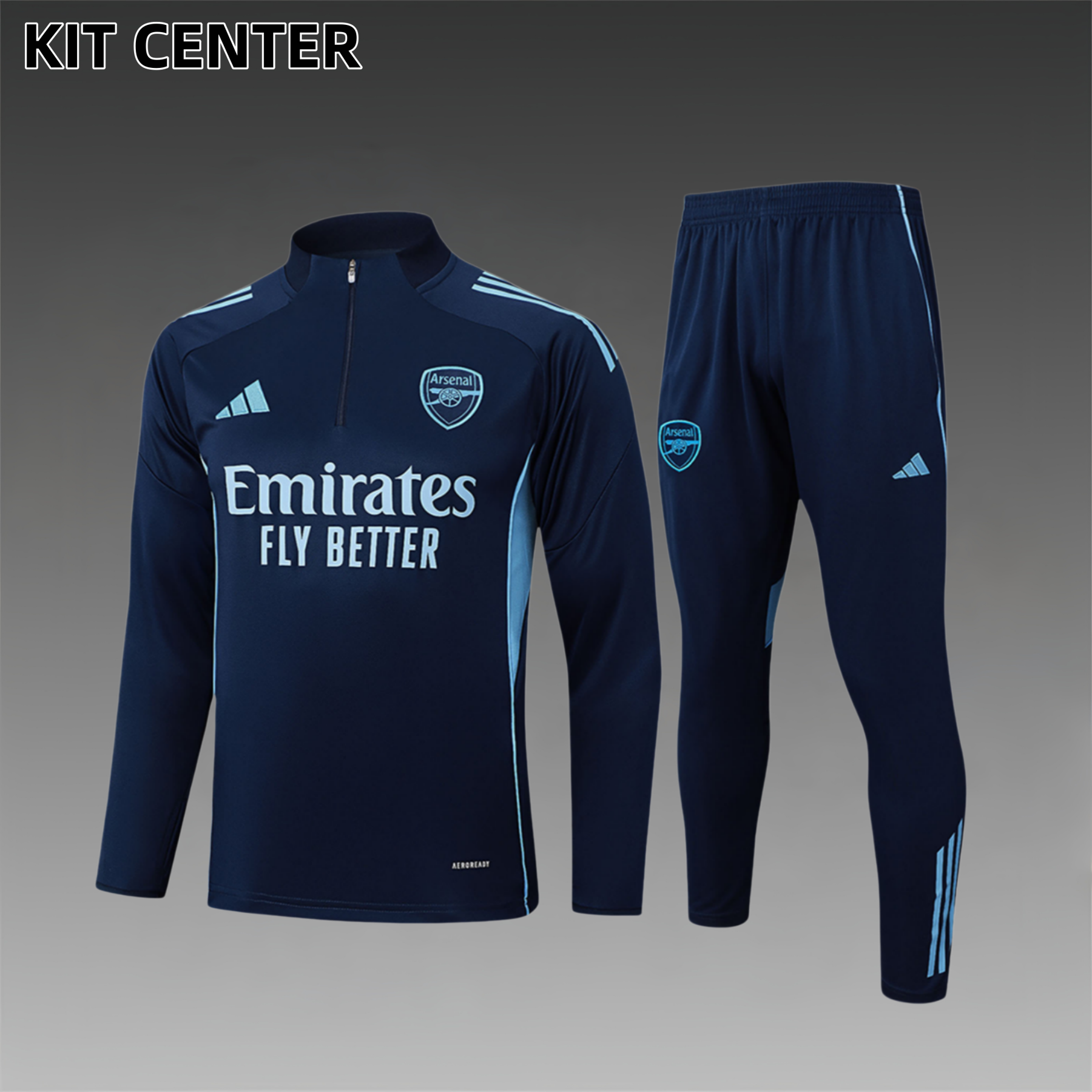 2025/2026 Arsenal Blue Kids Half Zip Training Clothes (Kids Kit)