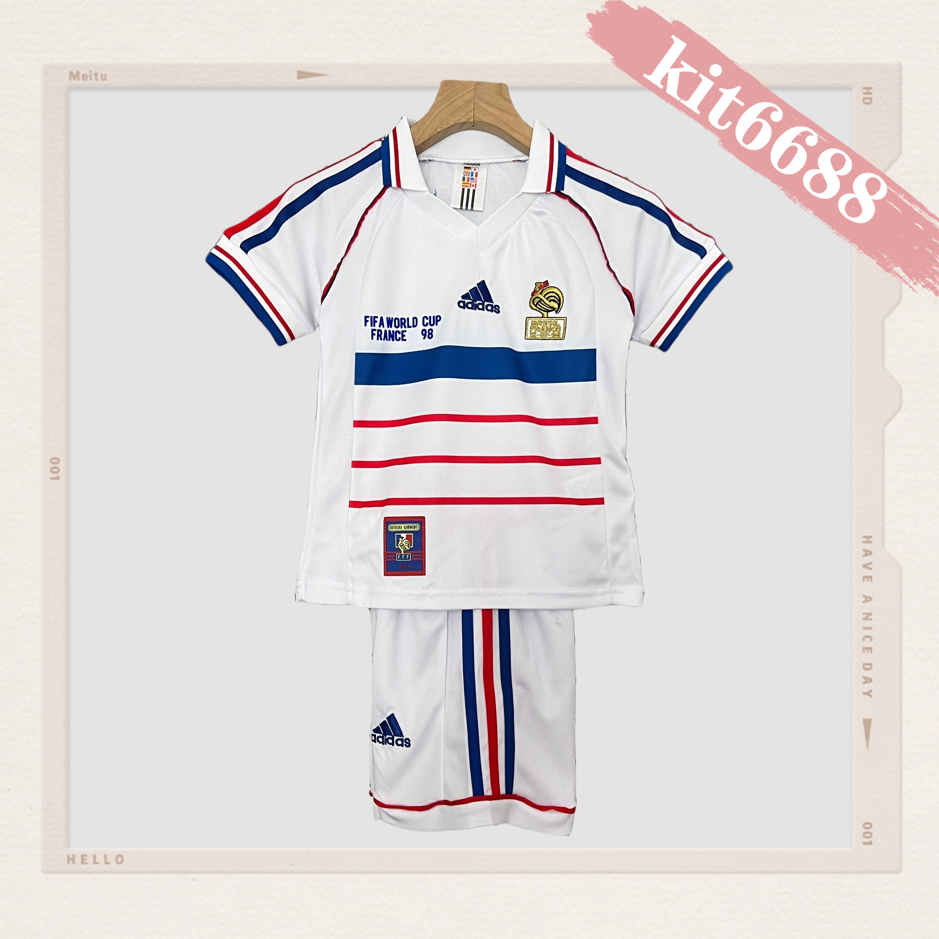 1998 France France Retro Football Shirt  Kids Kit