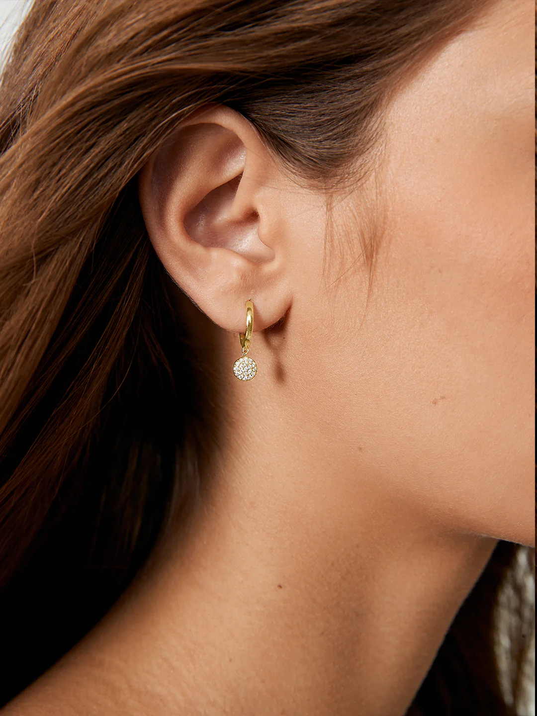 Pave Round Huggie Drops