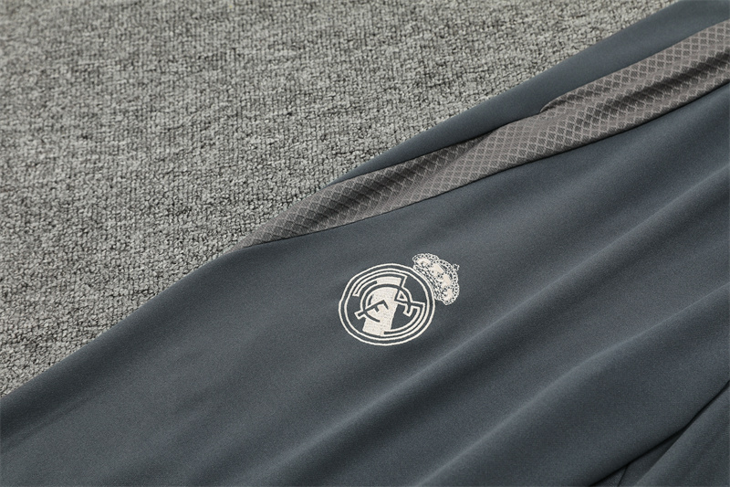 2024/2025 Real Madrid Dark Grey Adult Half Zip Training Kit (Adult Kit)