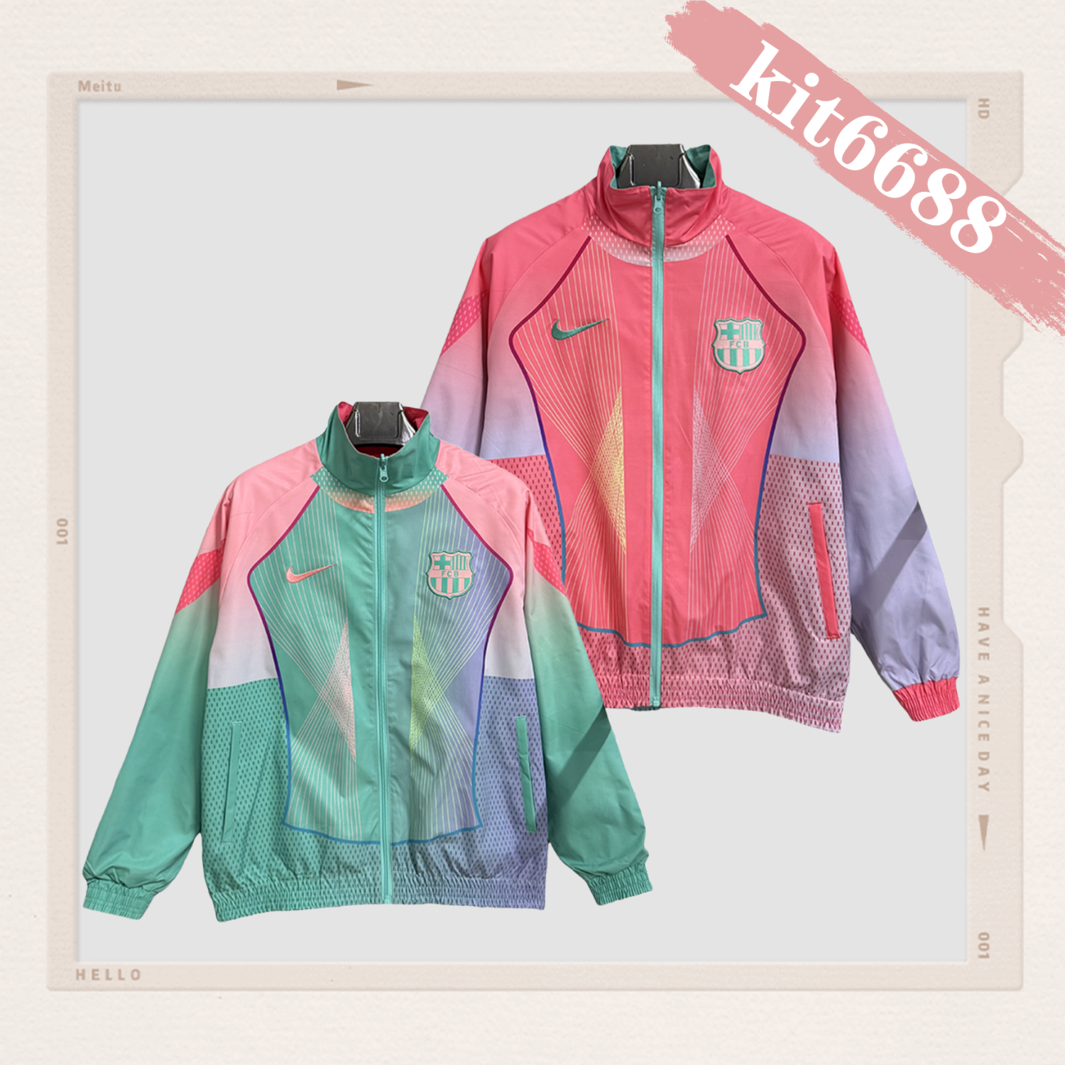 2025/2026 Barcelona special edition double-sided waterproof windbreaker