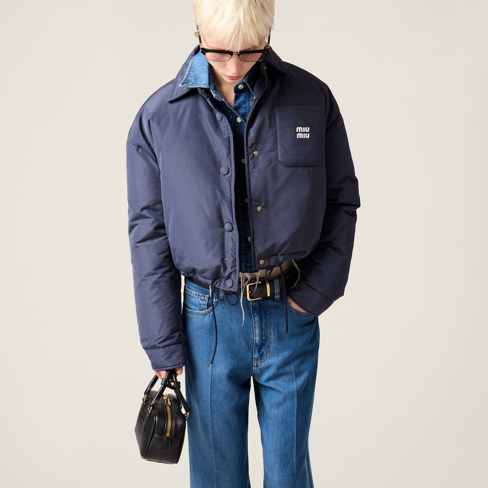 Technical pongé cropped down jacket