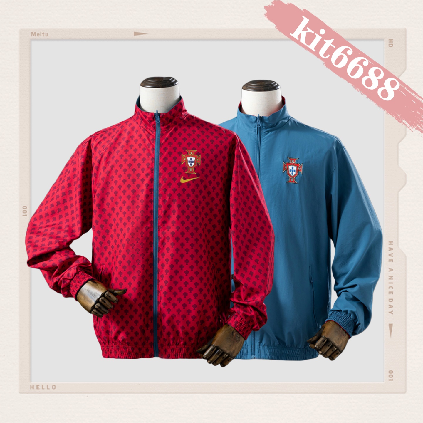 Portugal Reversible Jacket Windbreaker - Red & Cyan