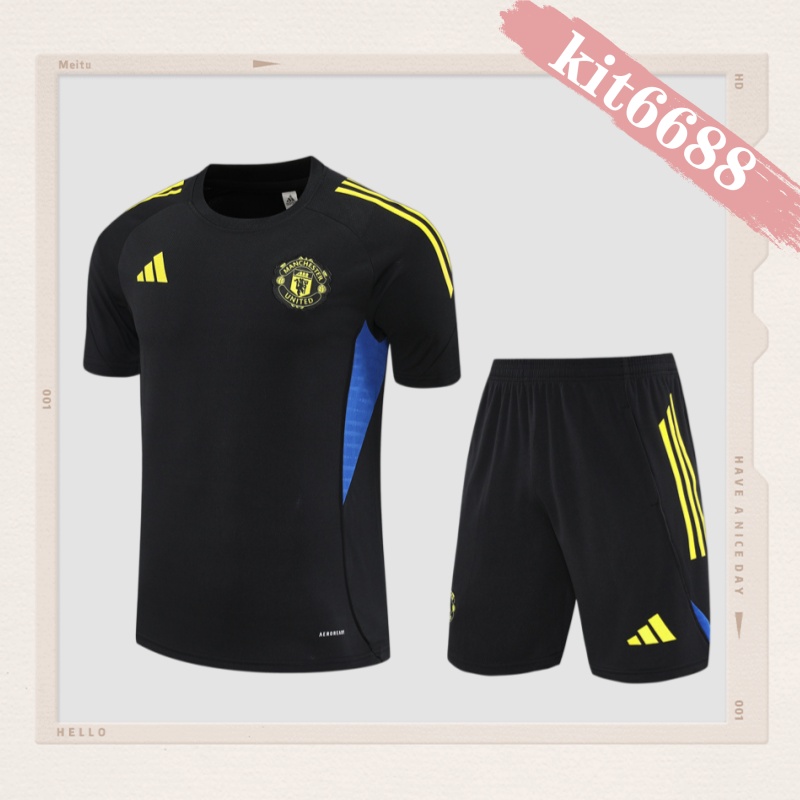 25/26 Manchester United black Short Sleeve Training Wear ( Adult kit Kids )