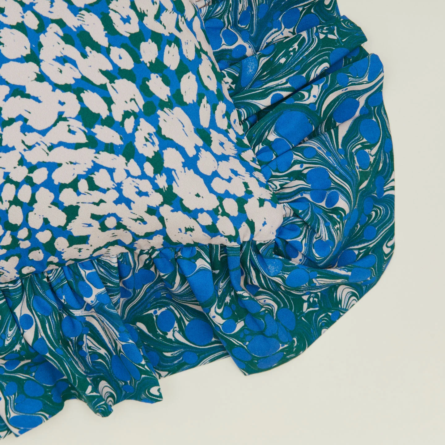 Ruffled Floral Cushion - Evergreen