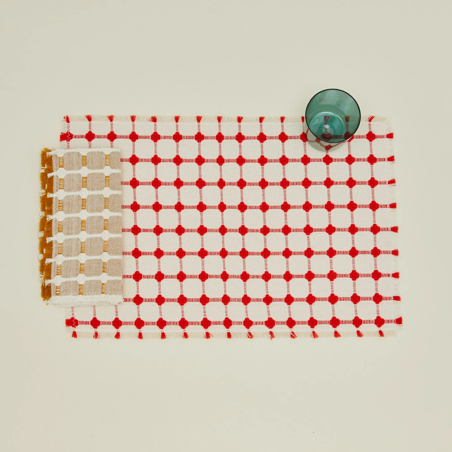 Hopsack Fringed Napkin, Set of 4 - Honey