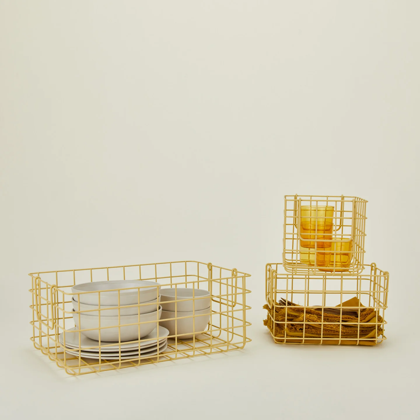 Grid Basket, Set of 3 - Butter