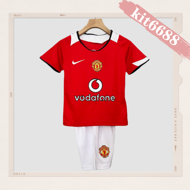 05/06 Manchester United home ground Retro Football Soccer Kids Kit
