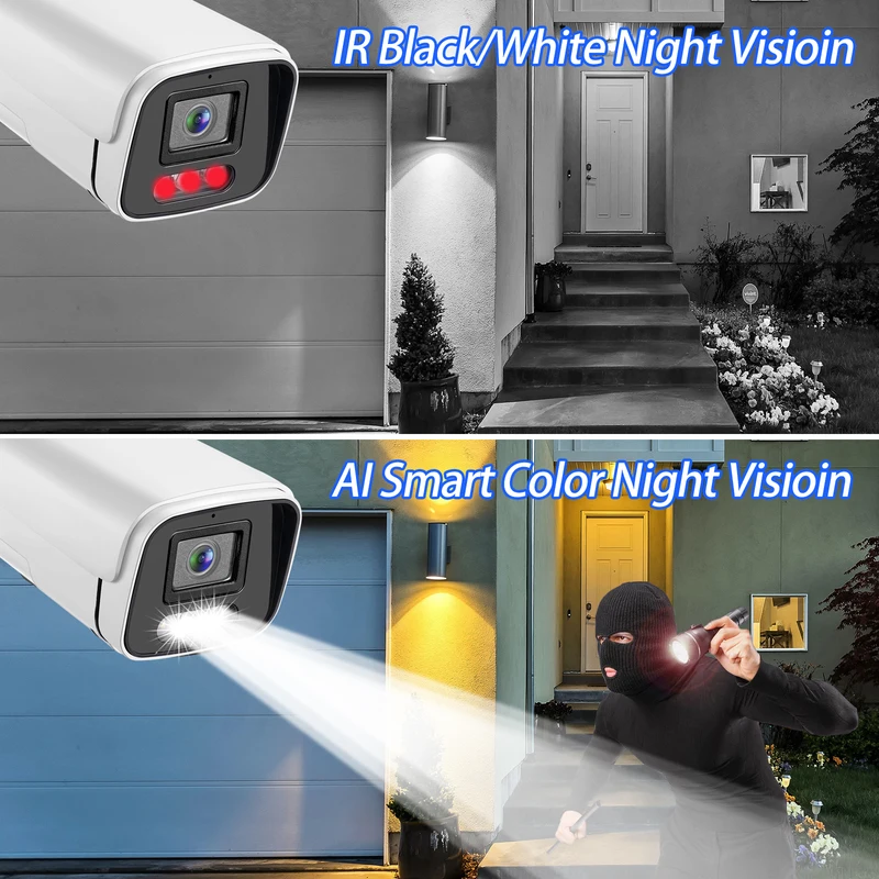 Gadinan H.265 4K Security POE IP Camera Face Human Detection Outdoor Audio 8MP 5MP Video Surveillance AI for CCTV NVR System