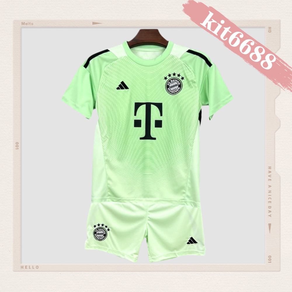 2025/2026 Bayern Munich Goalkeeper Green Kit for Kids (Kids Kit socks)