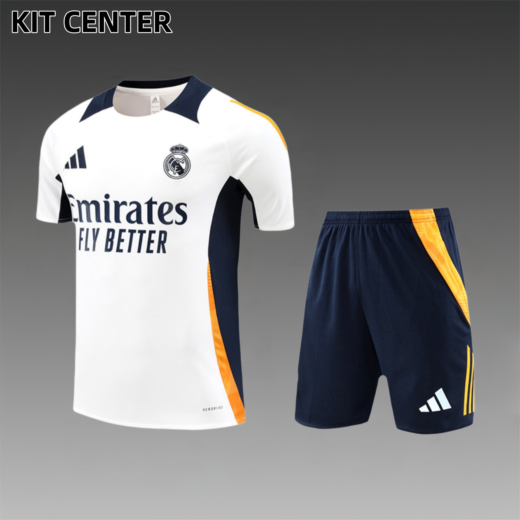2024/2025 Real Madrid White Children's Short Sleeve Training Suit (Kids Kit)