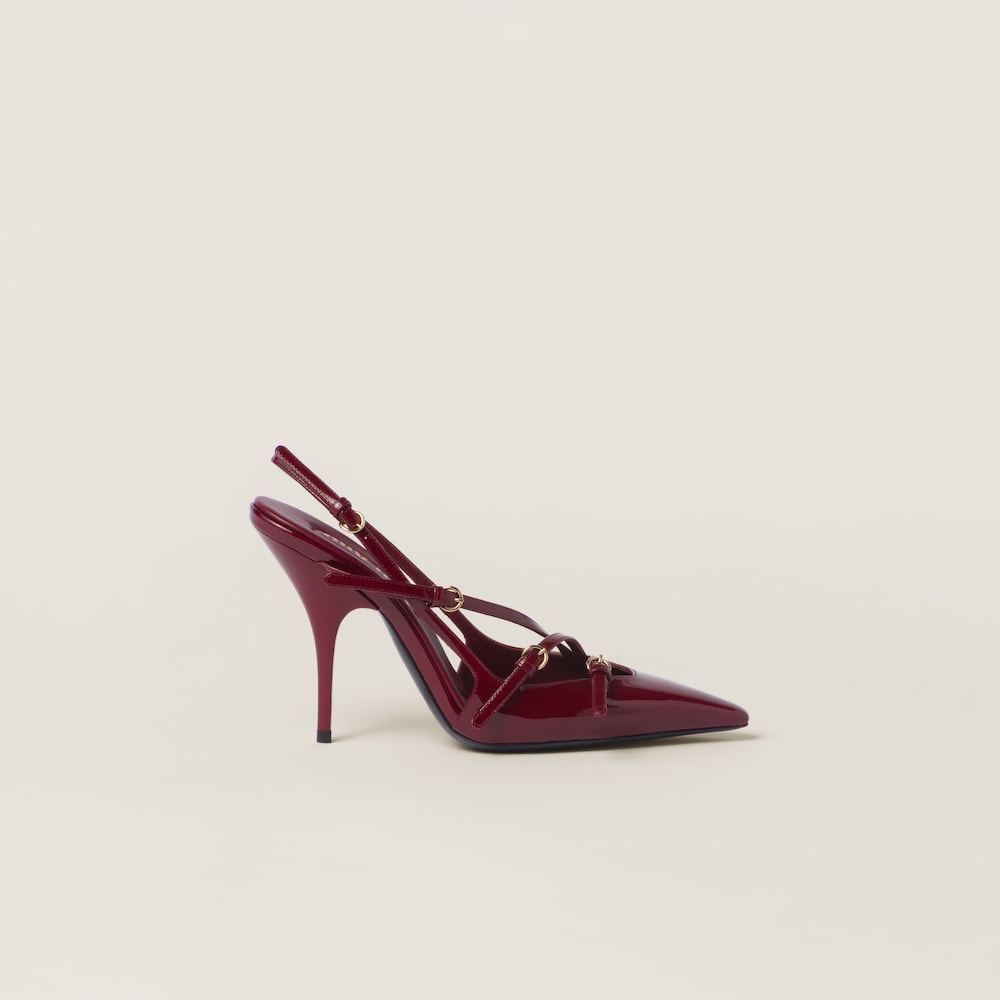 Patent leather slingbacks with buckles