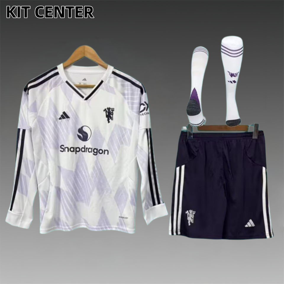 2526 Manchester United Away long sleeves Football Shirt ( Kids Kit )socks