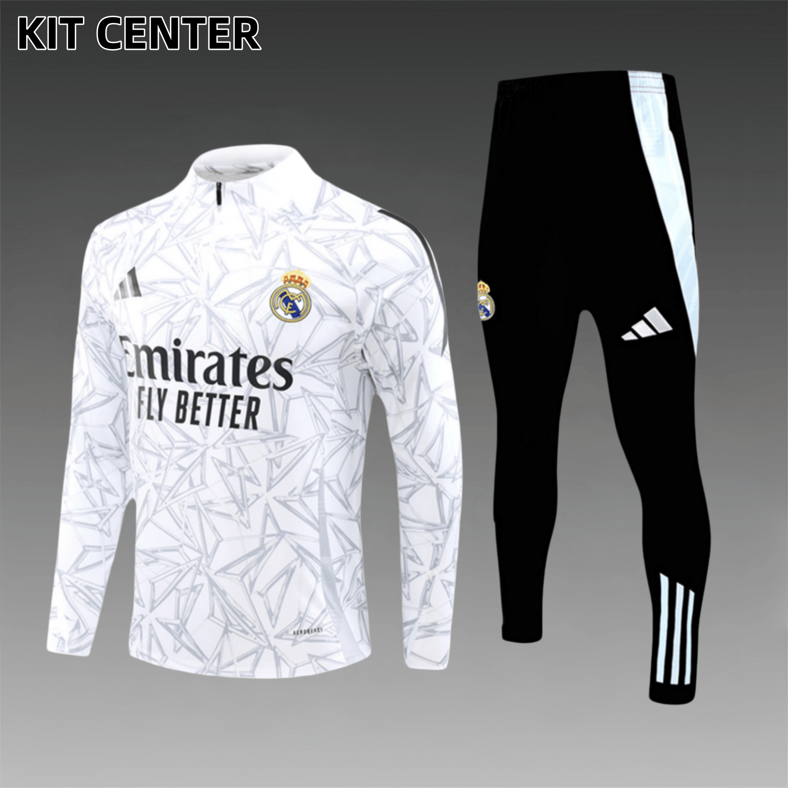 2024/2025 Real Madrid White Kids Half Zip Training Kit (Kids Kit)