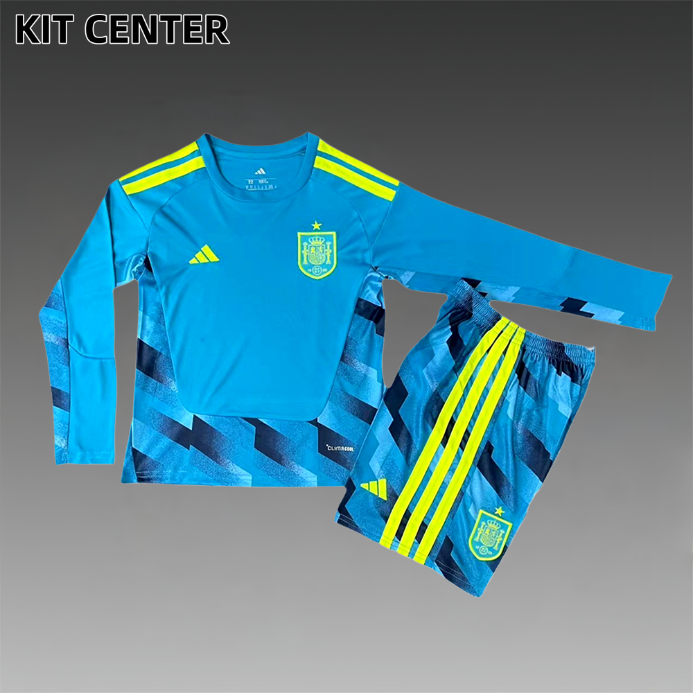 2026 Spain Goalkeeper long sleeves Football Shirt (Kids Kit socks )