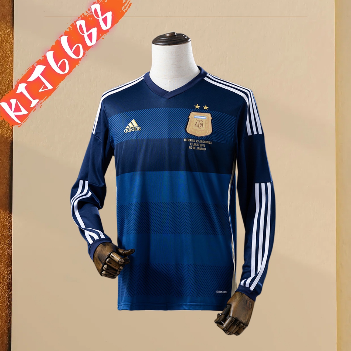 2014 Argentina Away Long Sleeve Retro Football Shirt (Fan Edition)