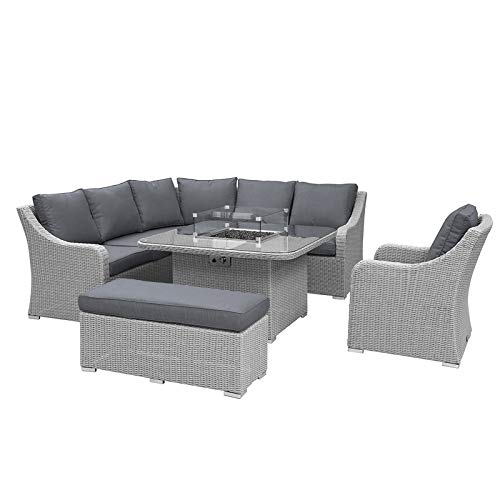 Harper Casual Dining Corner Sofa Set with Fire Pit Table