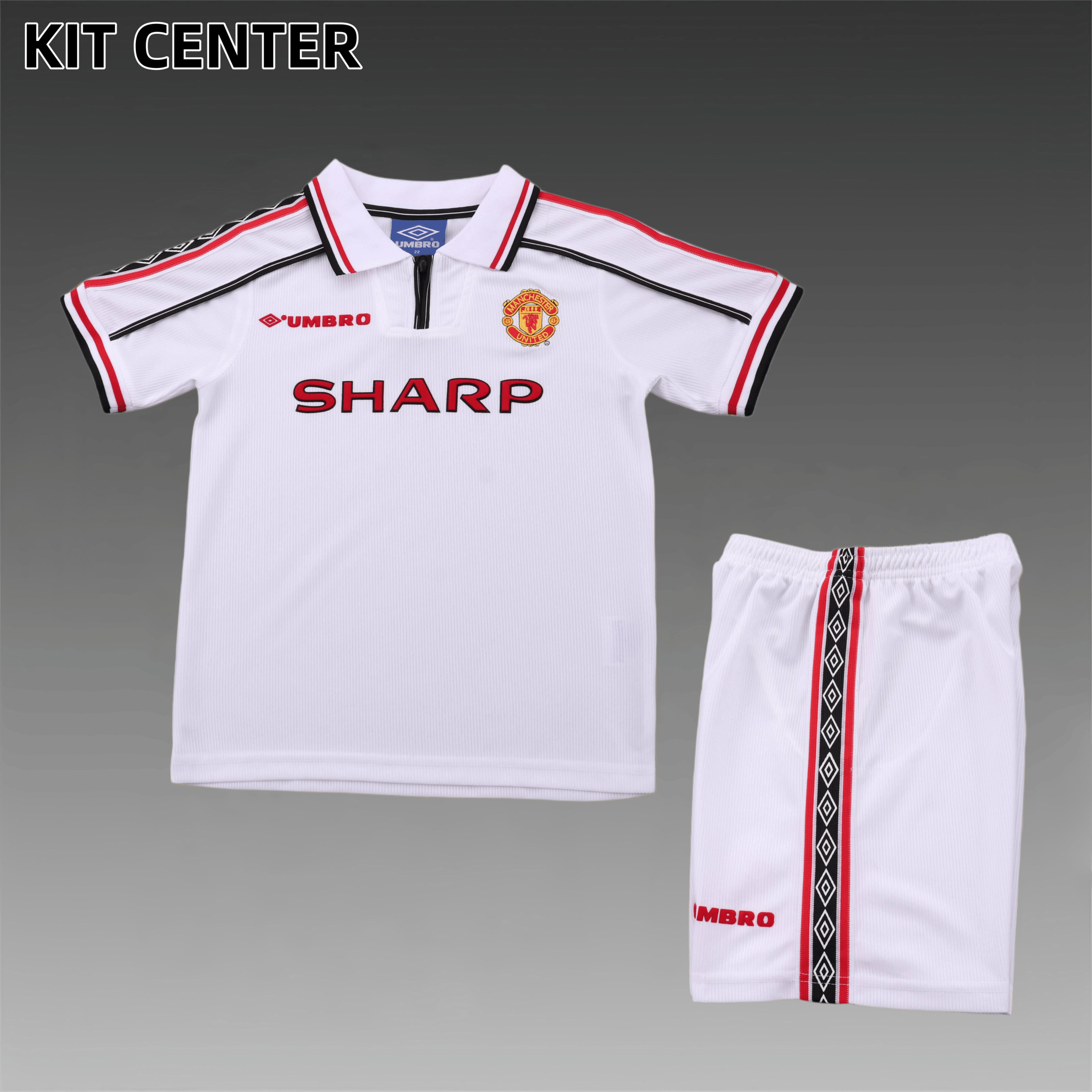 98/99 Manchester United Commemorative Edition Retro Football Soccer Kids Kit