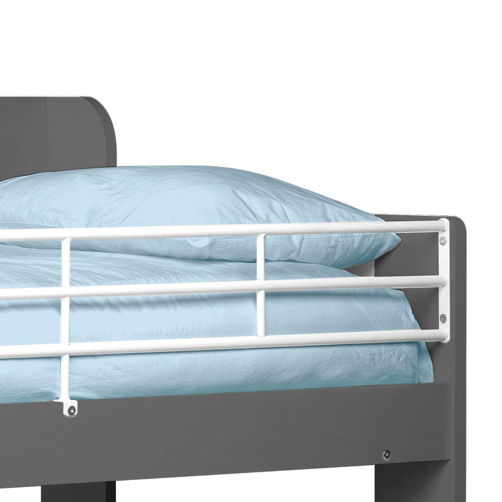 Domino Grey Wooden & Metal Kids Bunk Bed with Storage Shelves with 2x Pocket Sprung Mattress