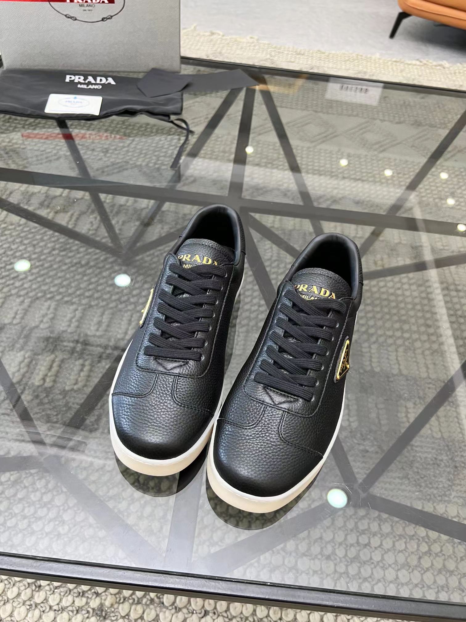 Prada Downtown Leather Sneakers