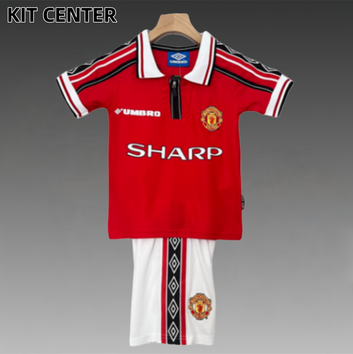 98/99 Manchester United home ground Retro Football Soccer Kids Kit