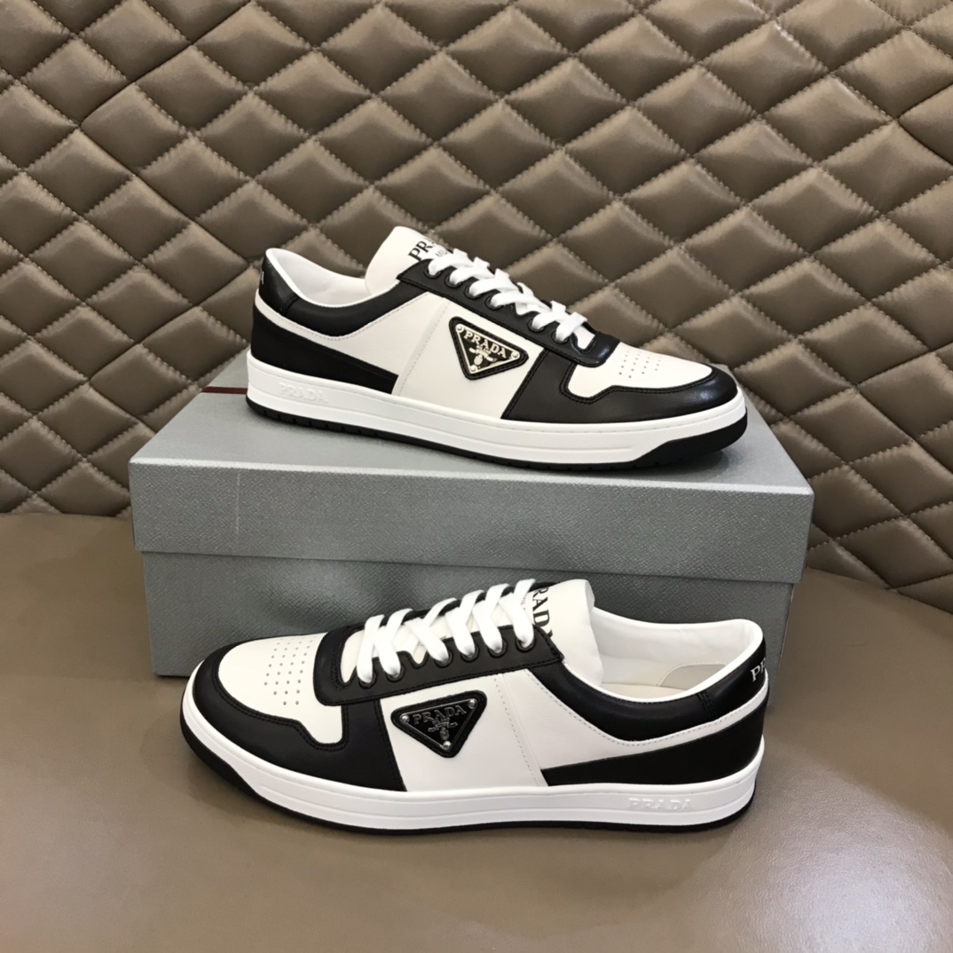 Prada Downtown Perforated Leather Sneakers