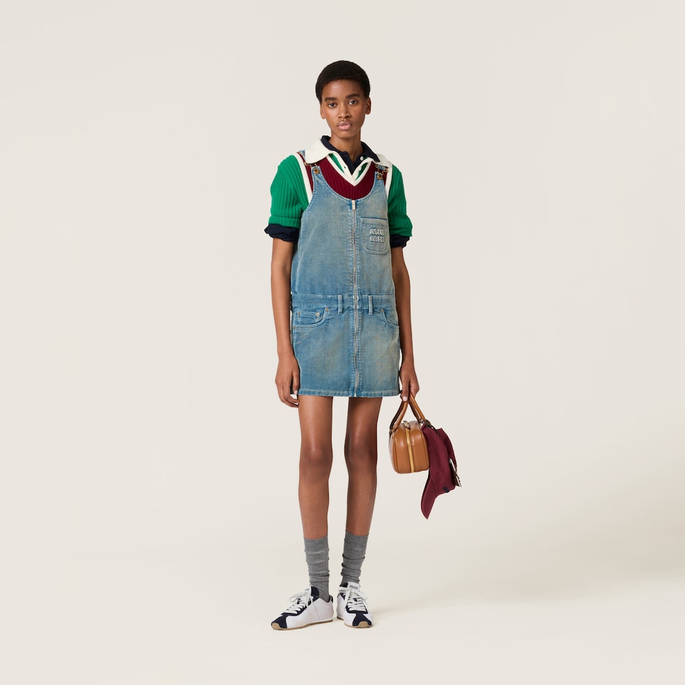 Washed corduroy mini-dress