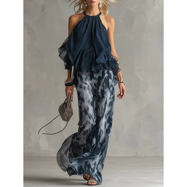 CHIFFON  RUCHES TWEEDELIGE SET