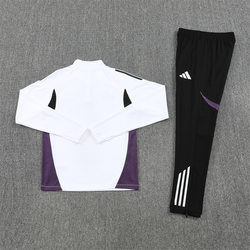 25/26 Manchester United White paired with purpleHalf Zip Training Kit (Adult Kids Kit)