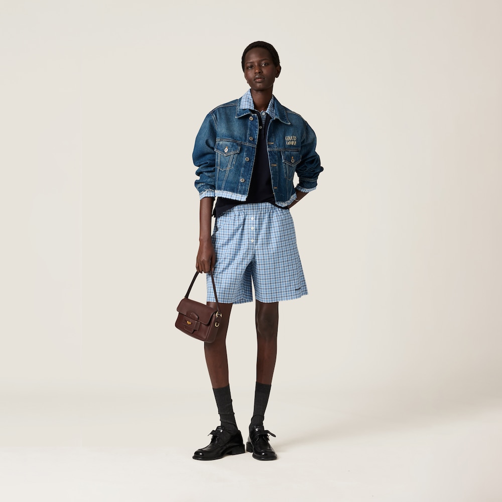 Washed denim blouson jacket