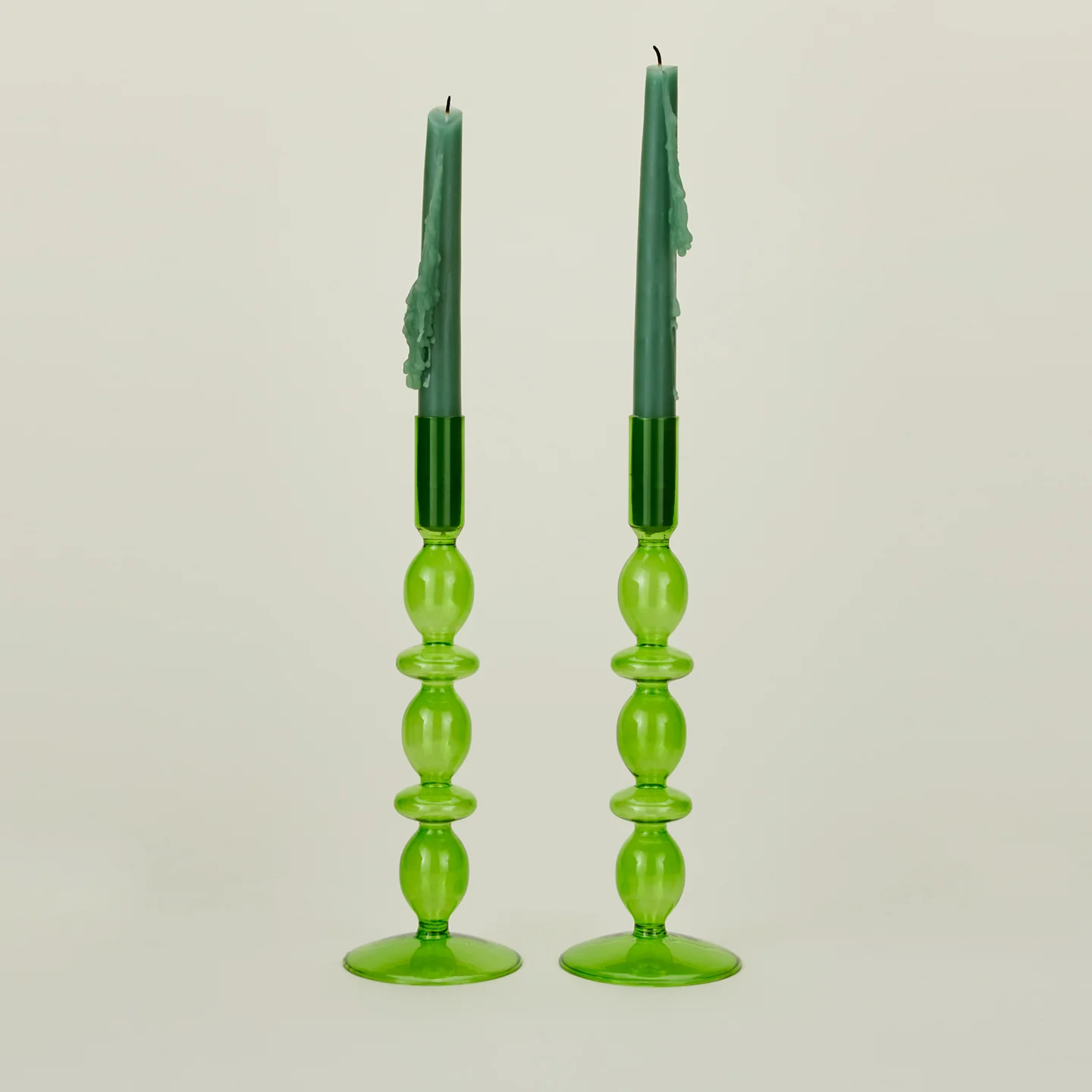 Bubble Candle Holder, Set of 2 - Green