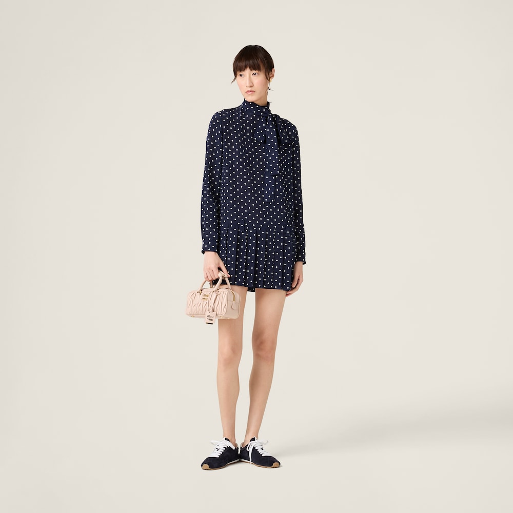 Printed crepe de chine dress