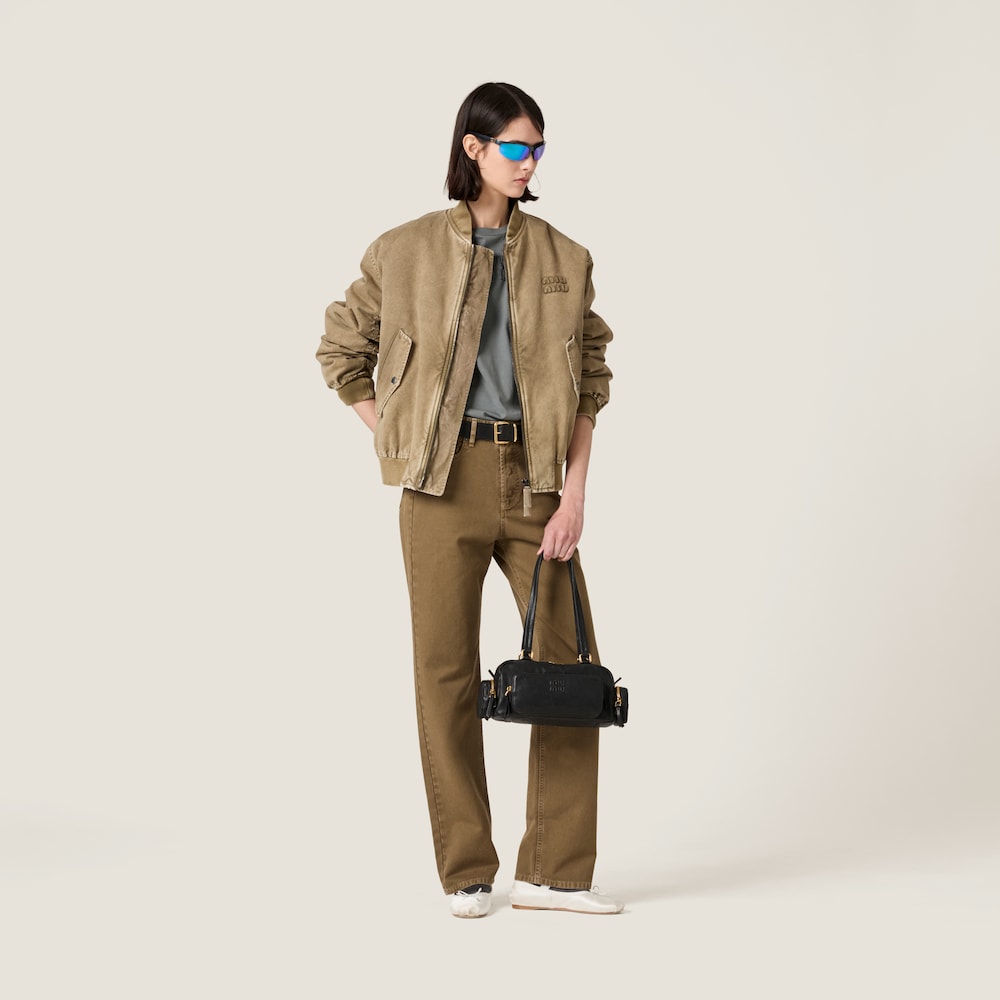 Garment-dyed gabardine pants