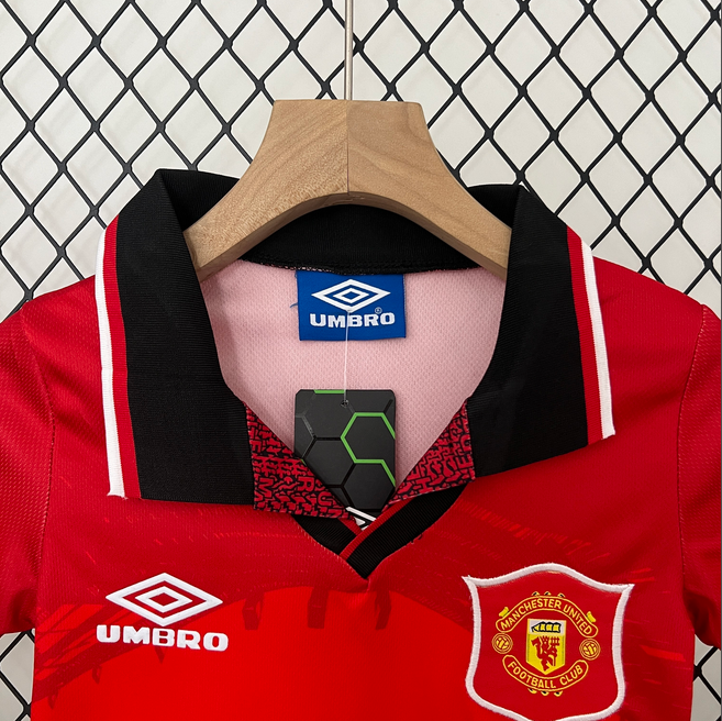 94/96 Manchester United home ground Retro Football Soccer Kids Kit
