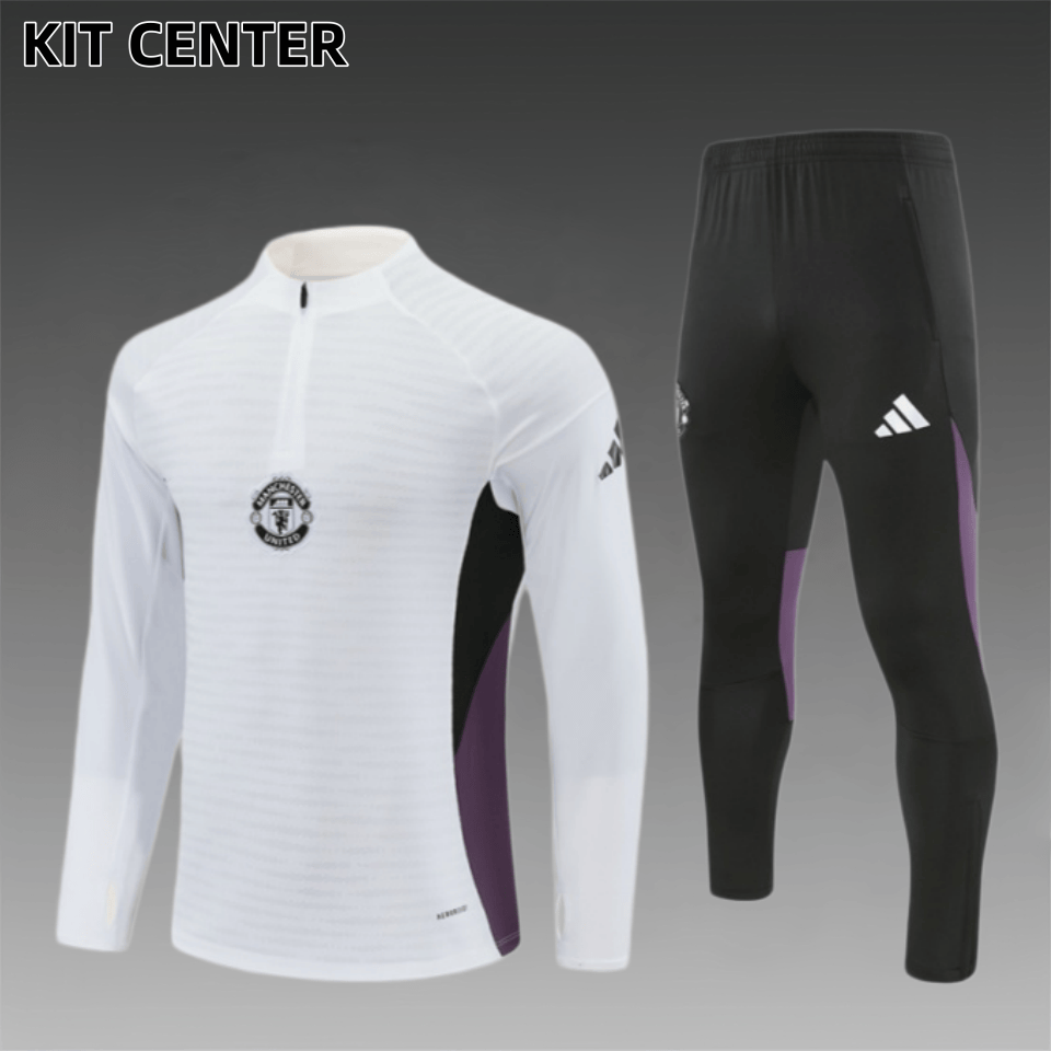 25/26 Manchester United White Half Zip Training Kit (Adult Kids Kit)
