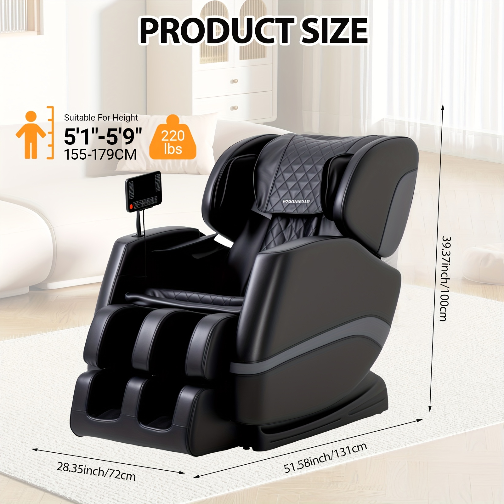 MC50AC01BK-A massage chair recliner, a top Christmas gift for men and women, zero gravity, full body acupressure, heat therapy function, LCD display, black/grey color scheme, suitable for home use