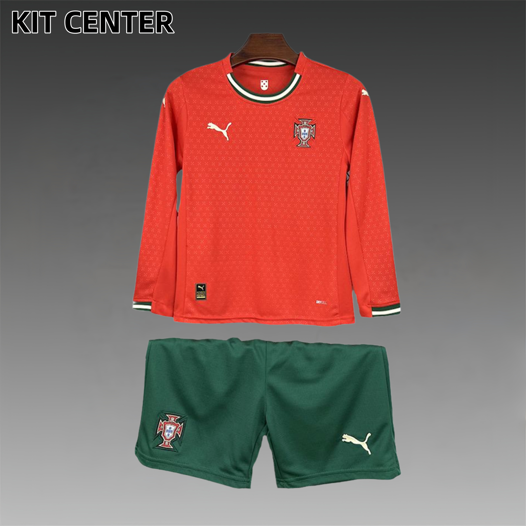 2025/2026 Portugal Home Kids Long Sleeve Football Shirt (Kids Kit socks)