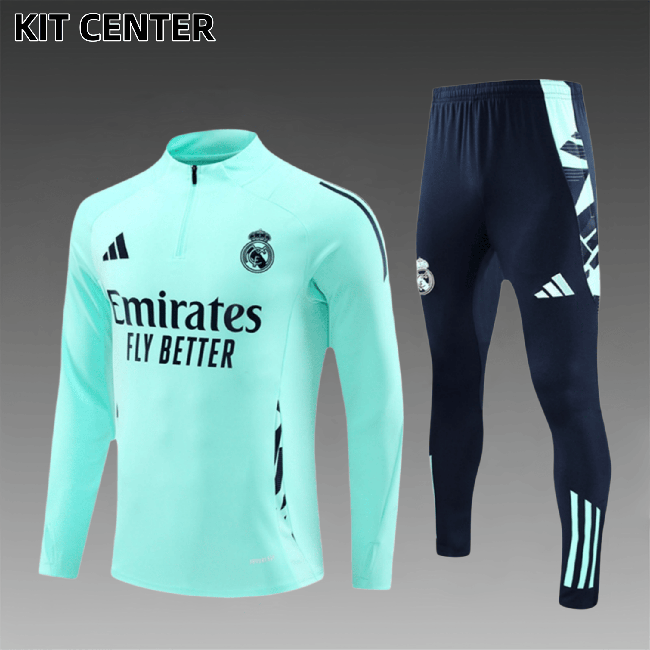 2024/2025 Real Madrid Blue Kids Half Zip Training Kit (Kids Kit)